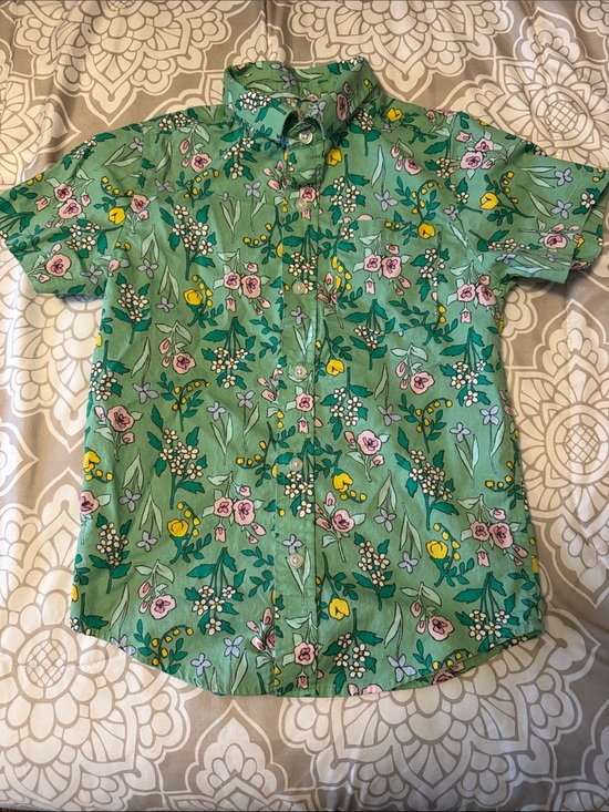 Cat & Jack Other - Cat & Jack Little Boy Green Floral Short-Sleeve Button-Down Shirt